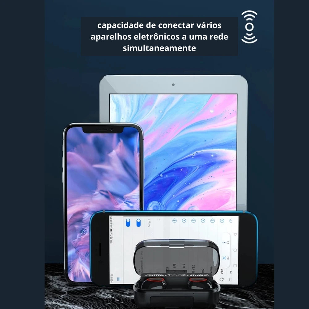 5.1 Bluetooth Headset with LED Case Digital-Waterproof, Powerful, Long Battery, Touch Control