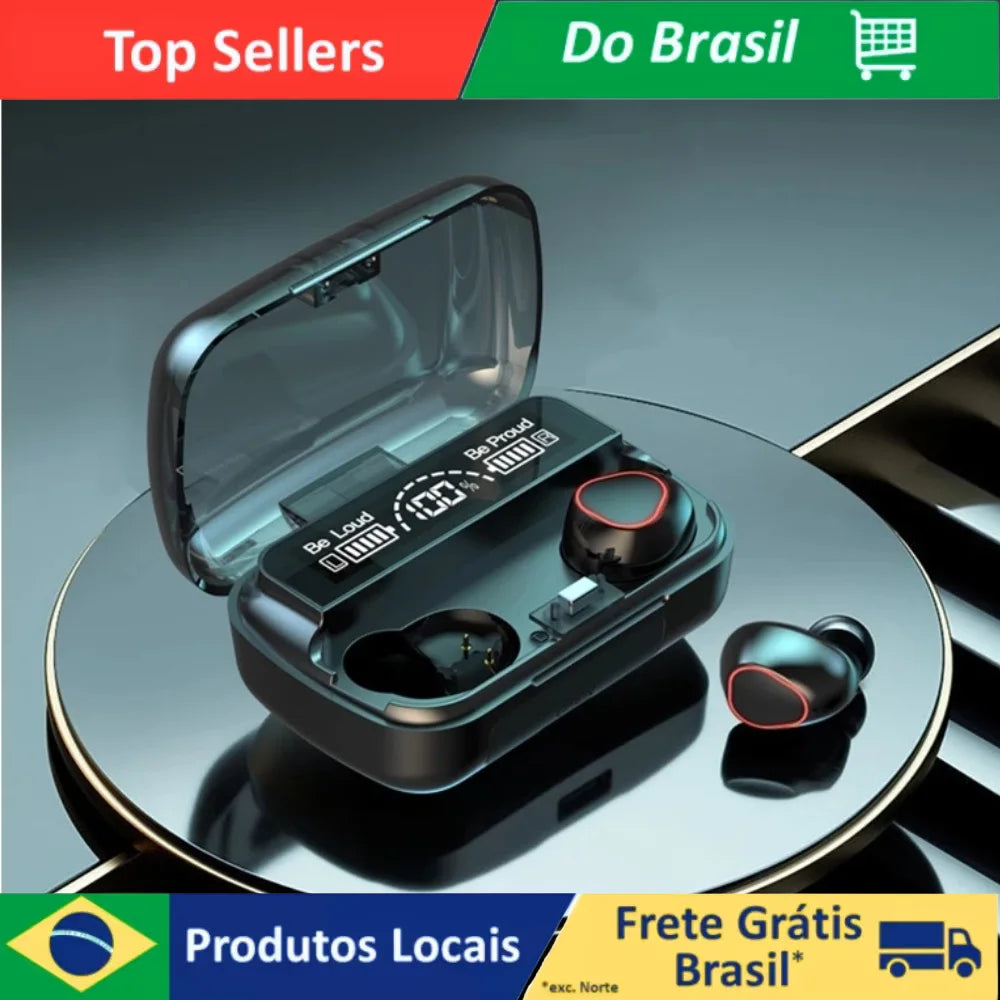 5.1 Bluetooth Headset with LED Case Digital-Waterproof, Powerful, Long Battery, Touch Control