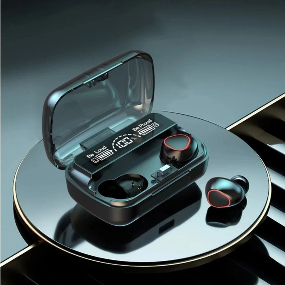 5.1 Bluetooth Headset with LED Case Digital-Waterproof, Powerful, Long Battery, Touch Control