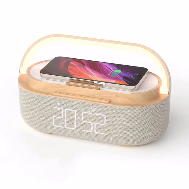 Portable Bluetooth Speaker Wireless Charging FM Radio Alarm Clock Sound Box Music Caixa De Som Charger Lamp Night Light Bocina