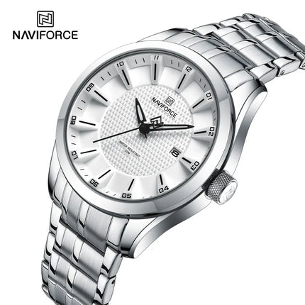 Relógio Masculino NAVIFORCE de Marca Superior, Impermeável, Quartzo, Casual de Negócios, Pulseira de Aço Inoxidável, Data, Relógio Masculino