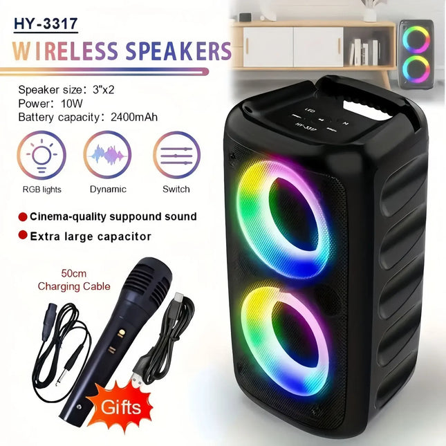 Portable Wireless Karaoke Bluetooth Speaker Subwoofer with Microphone FM Radio LED Lamp TWS Sound Box Music Machine Caixa De Som