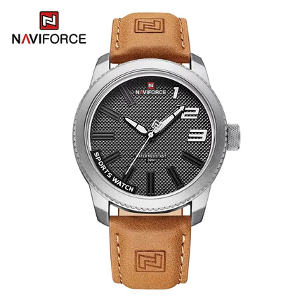 Relógio Masculino de Pulso Popular NAVIFORCE Militar Esportivo à Prova D'água e Choque em Couro Relógio Masculino Casual da Moda Relógio Masculino