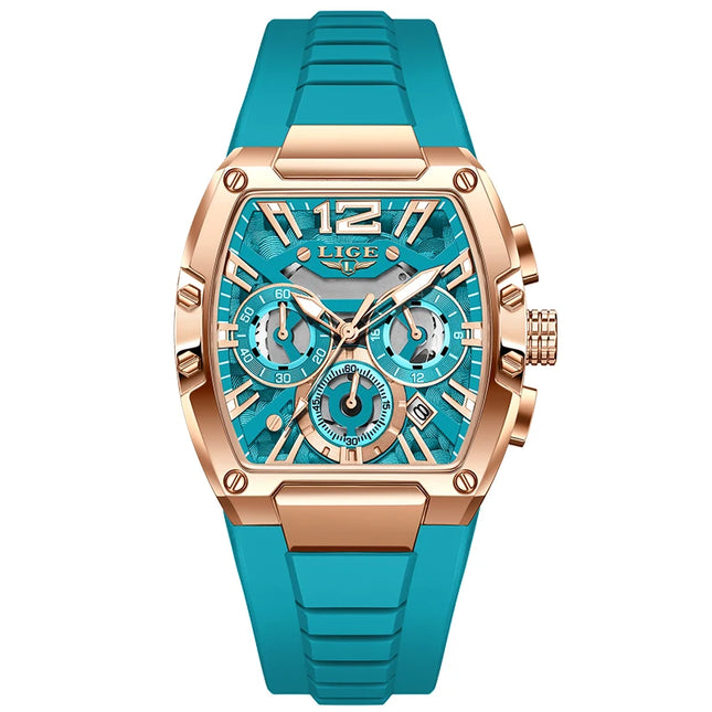 Relógio Masculino Esportivo Militar Cronógrafo com Calendário, Pulseira de Silicone e Movimento Quartzo da Marca Original LIGE