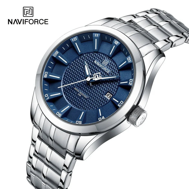 Relógio Masculino NAVIFORCE de Marca Superior, Impermeável, Quartzo, Casual de Negócios, Pulseira de Aço Inoxidável, Data, Relógio Masculino