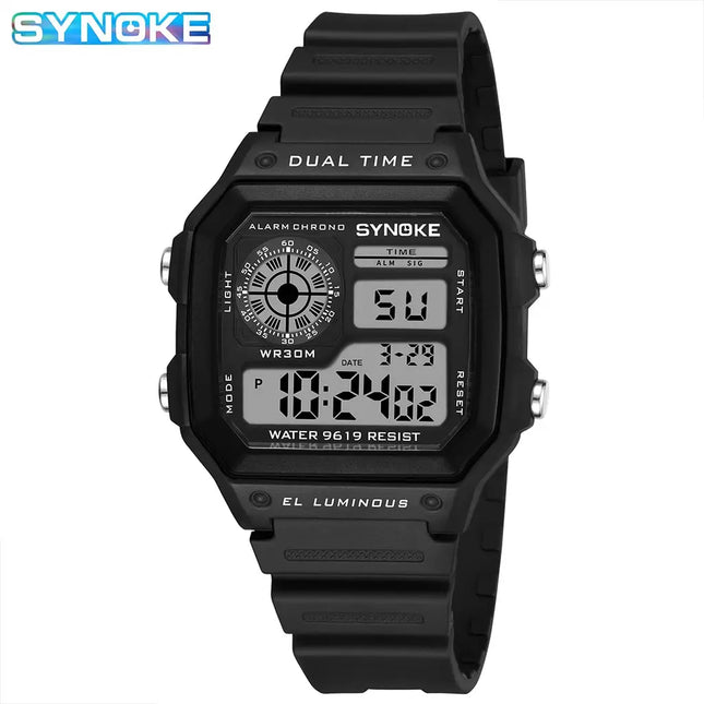 SYNOKE Relógio Masculino Digital Militar Esportivo Luminoso Cronógrafo Impermeável Eletrônico de Pulso